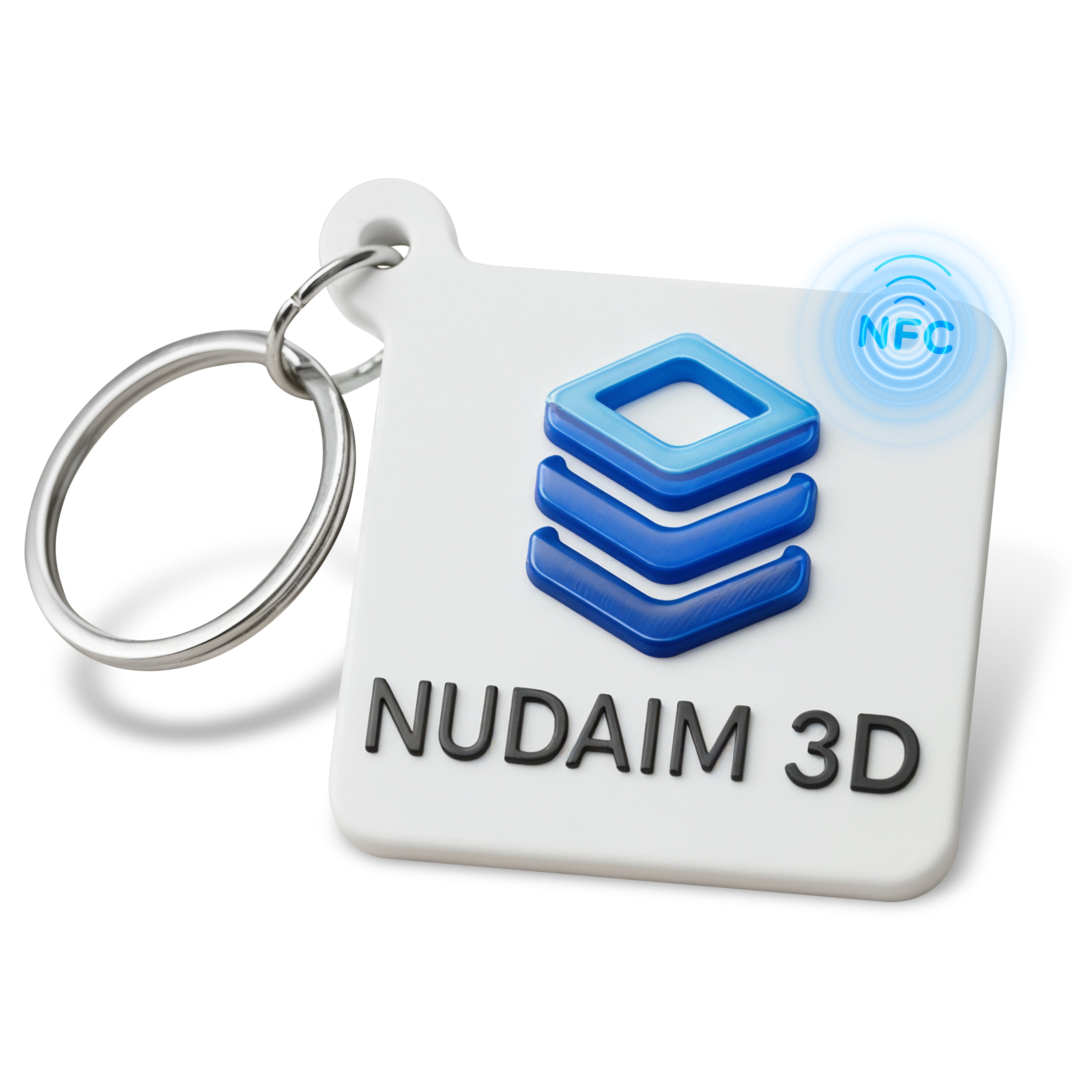 Nudaim3D NFC - Schlüsselanhänger|Digitale Visitenkarte, NFC - Tag, RFID - Badge|NTAG Chip, wartungsfrei|45 x 45 mm, PLA rec ycelbar, wasserfest|Für Messen, Events, Networking|3D - Druck